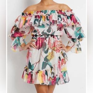 PATBO Hibiscus Off - The shoulder mini dress Size L